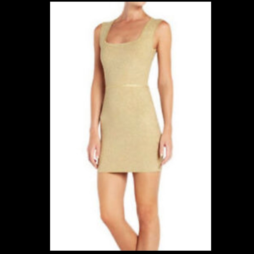 BCBG Gold Sleeveless Bandage Knit Dress (NWOT)